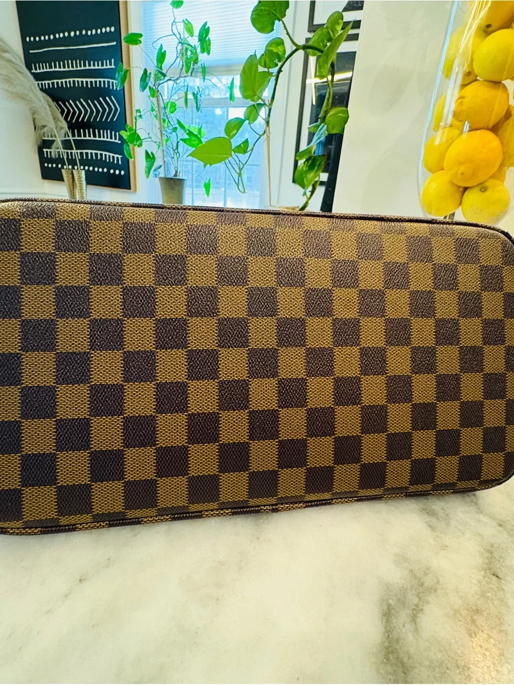 Fashion Brown Checkered Tote Bag - Classic Pattern - Picture 5 of 8